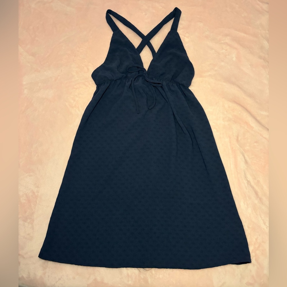 Navy dress with criss cross back